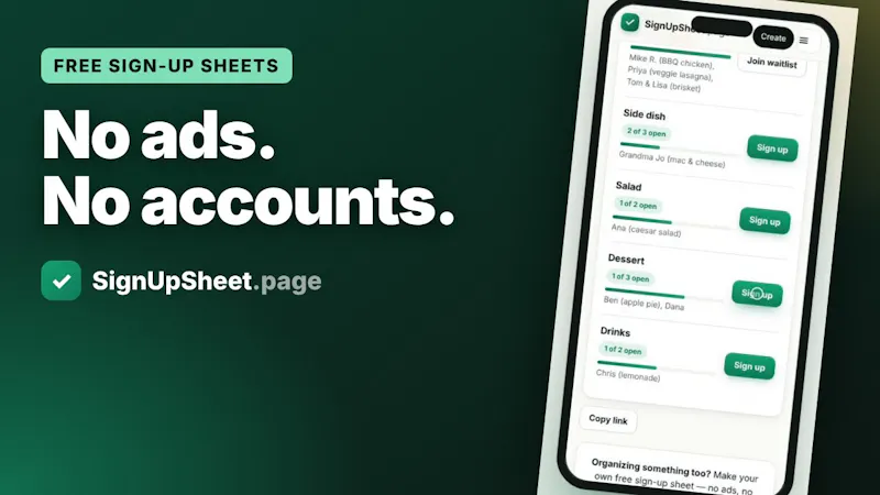 SignUpSheet.page screenshot 1 (video preview)