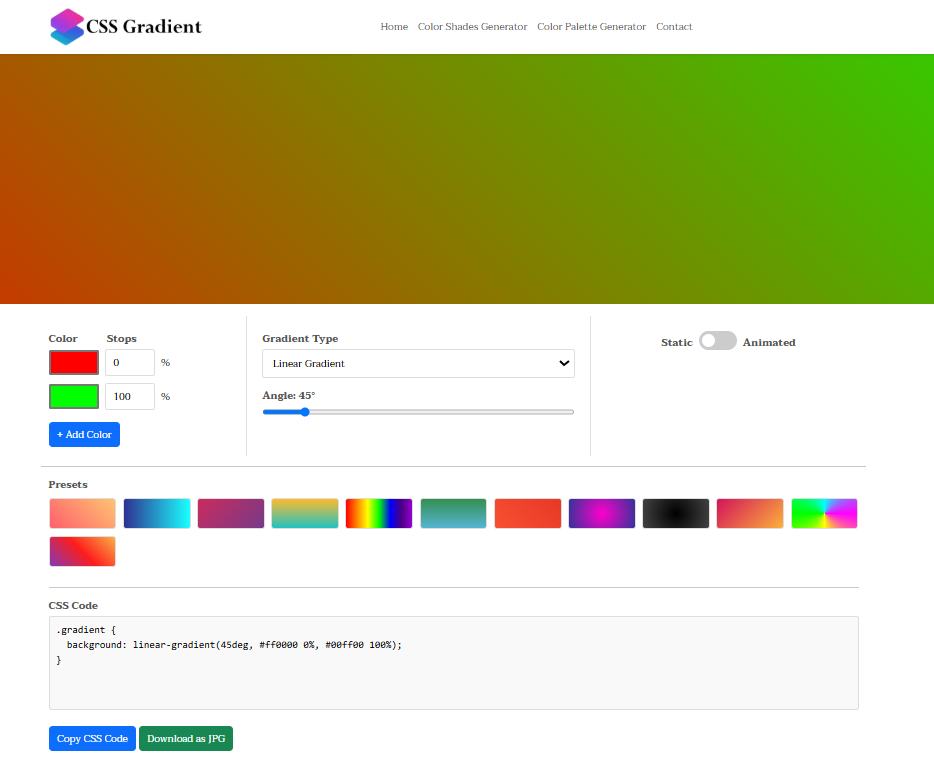 Media cssgradient.net - Alat Penjana & Warna Gradien CSS 1