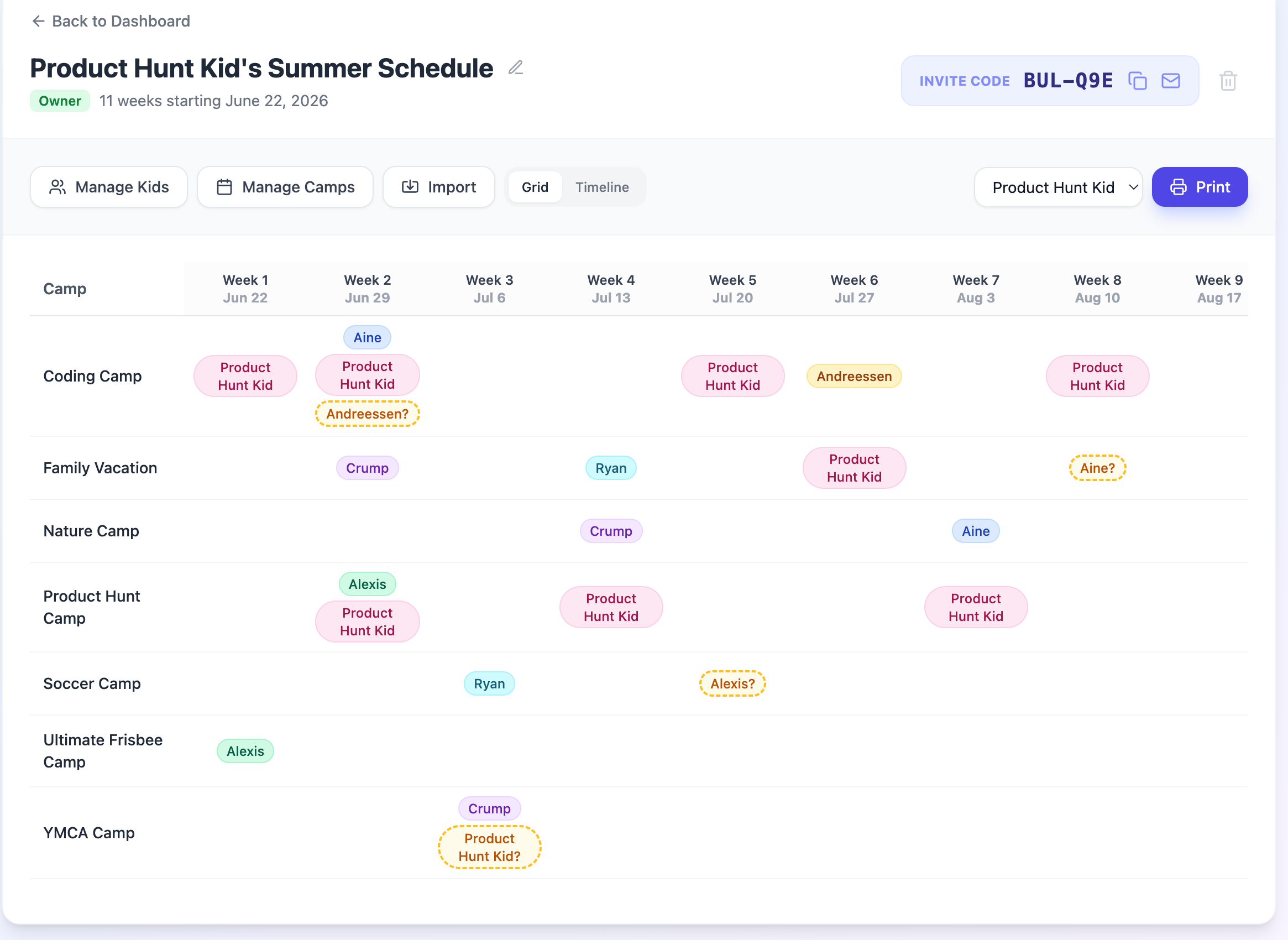Camp Planner - Screenshot 2 showing product features and functionality