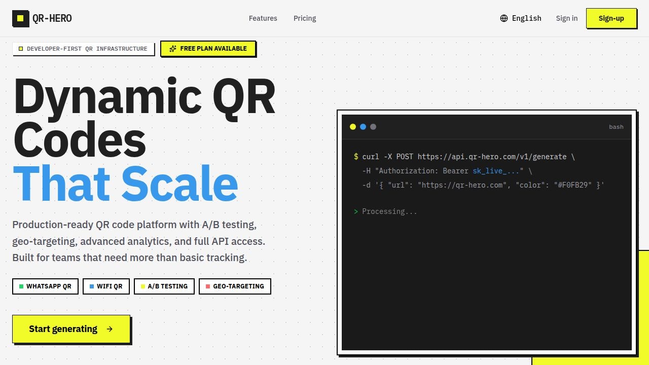 QR Hero - Main product screenshot demonstrating key features and user interface