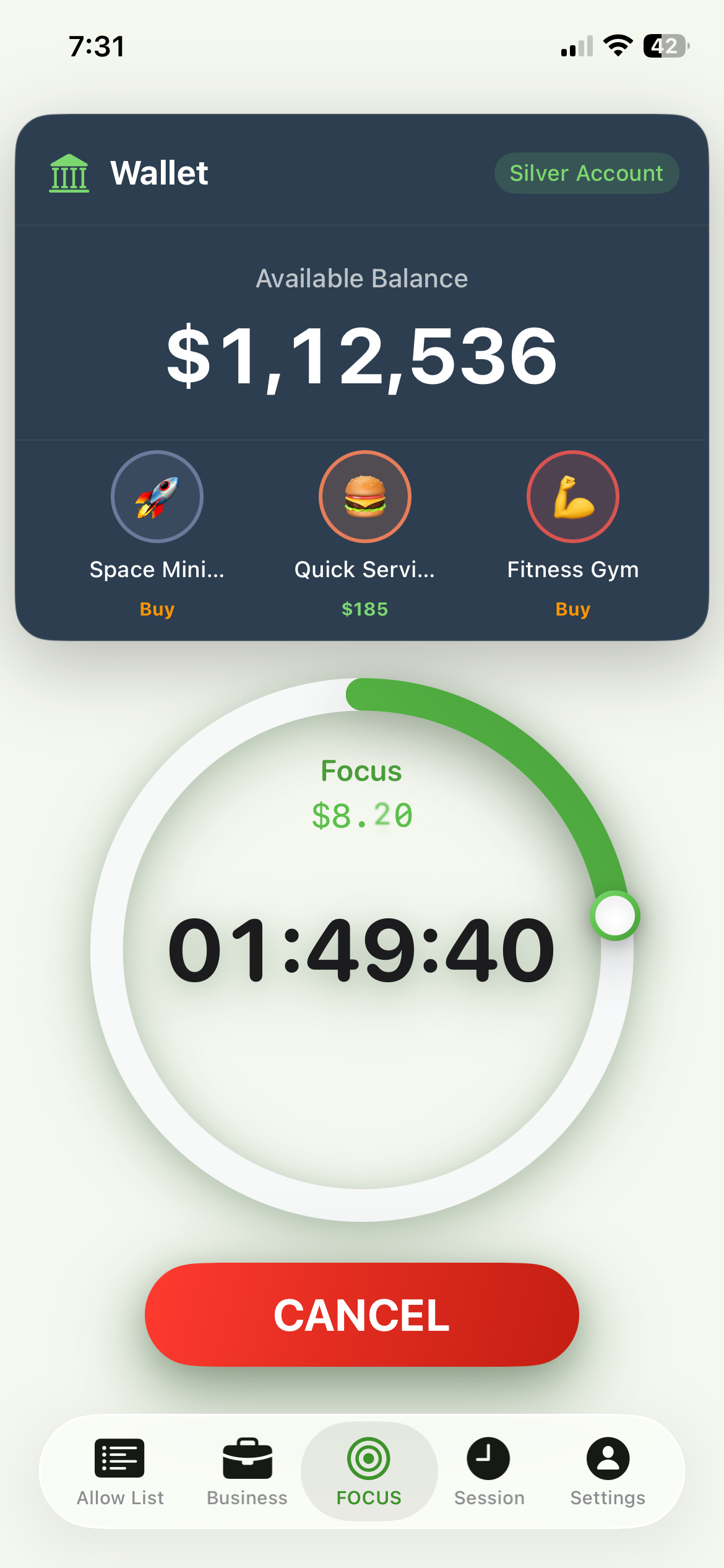 Focus CEO - Screen Time Control  - Main product screenshot demonstrating key features and user interface