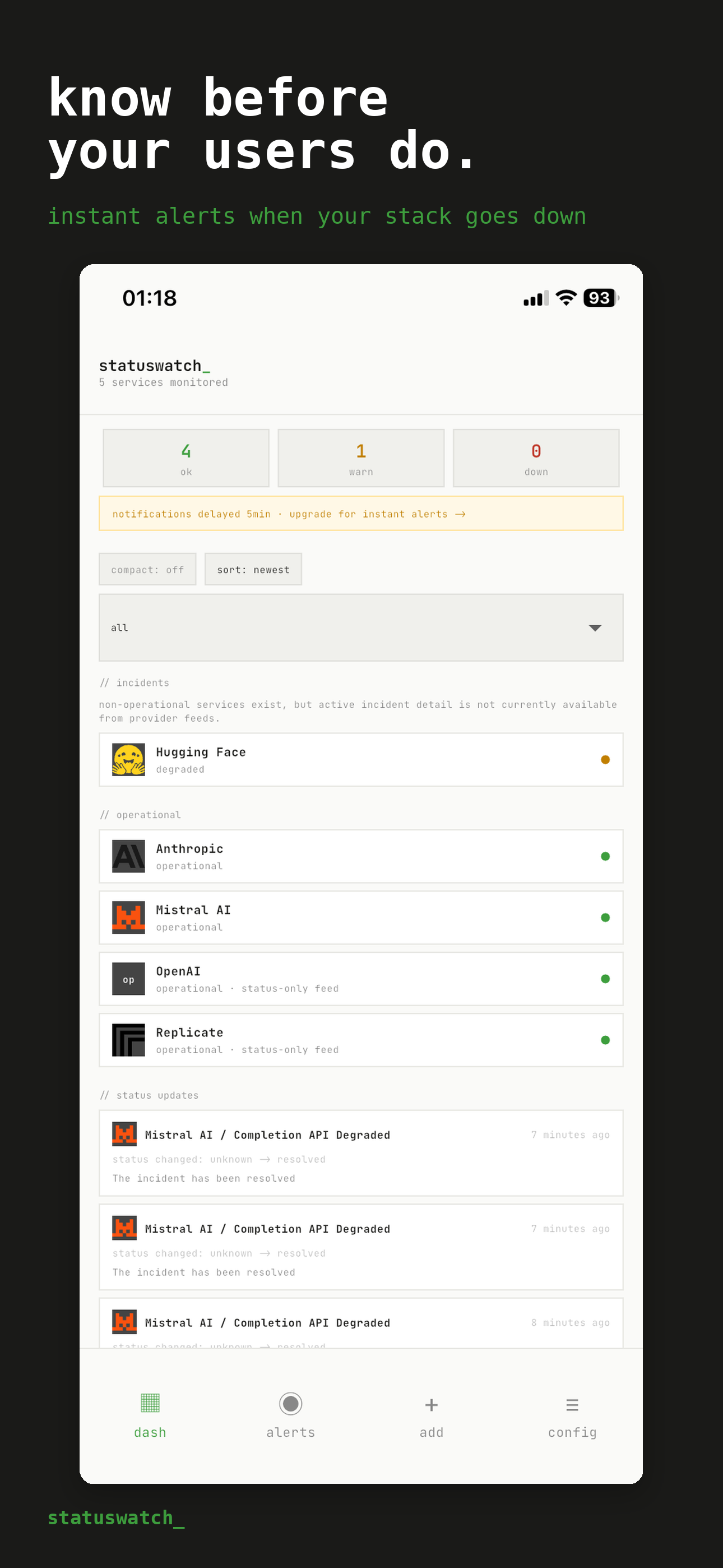 statuswatch — monitor your stack gallery image