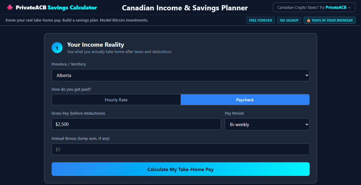 Savings/Bitcoin Dollar Cost Average Calc