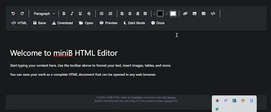 miniB HTML editor gallery image