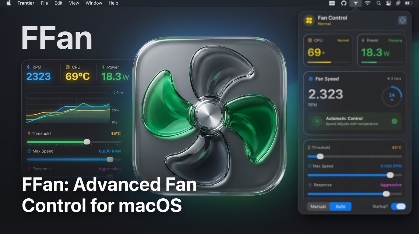 SoloFan — mac fan control & monitoring - Main product screenshot demonstrating key features and user interface