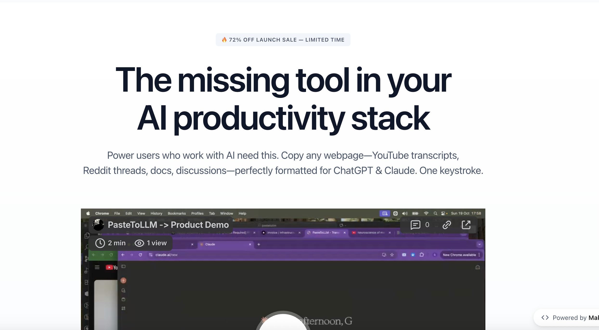 PasteToLLM - Perfect LLM Markdown gallery image