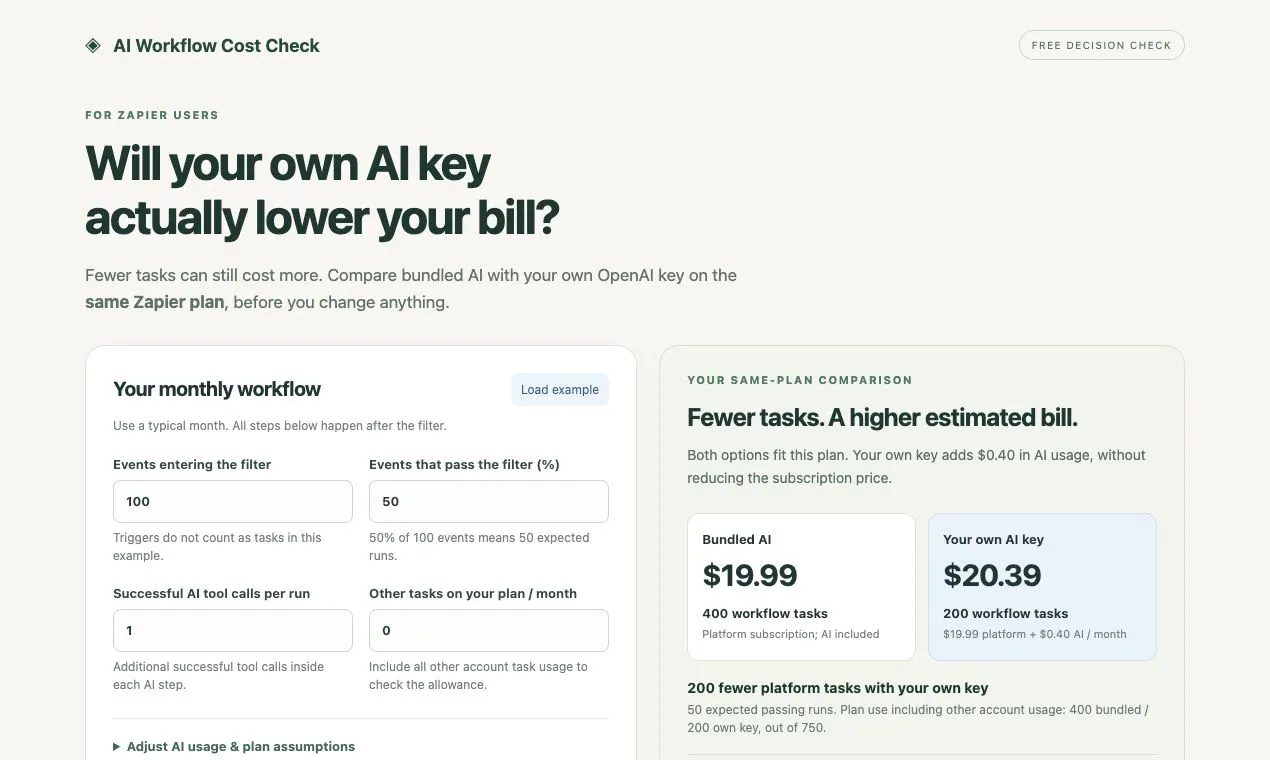 AI Workflow Cost Check gallery image