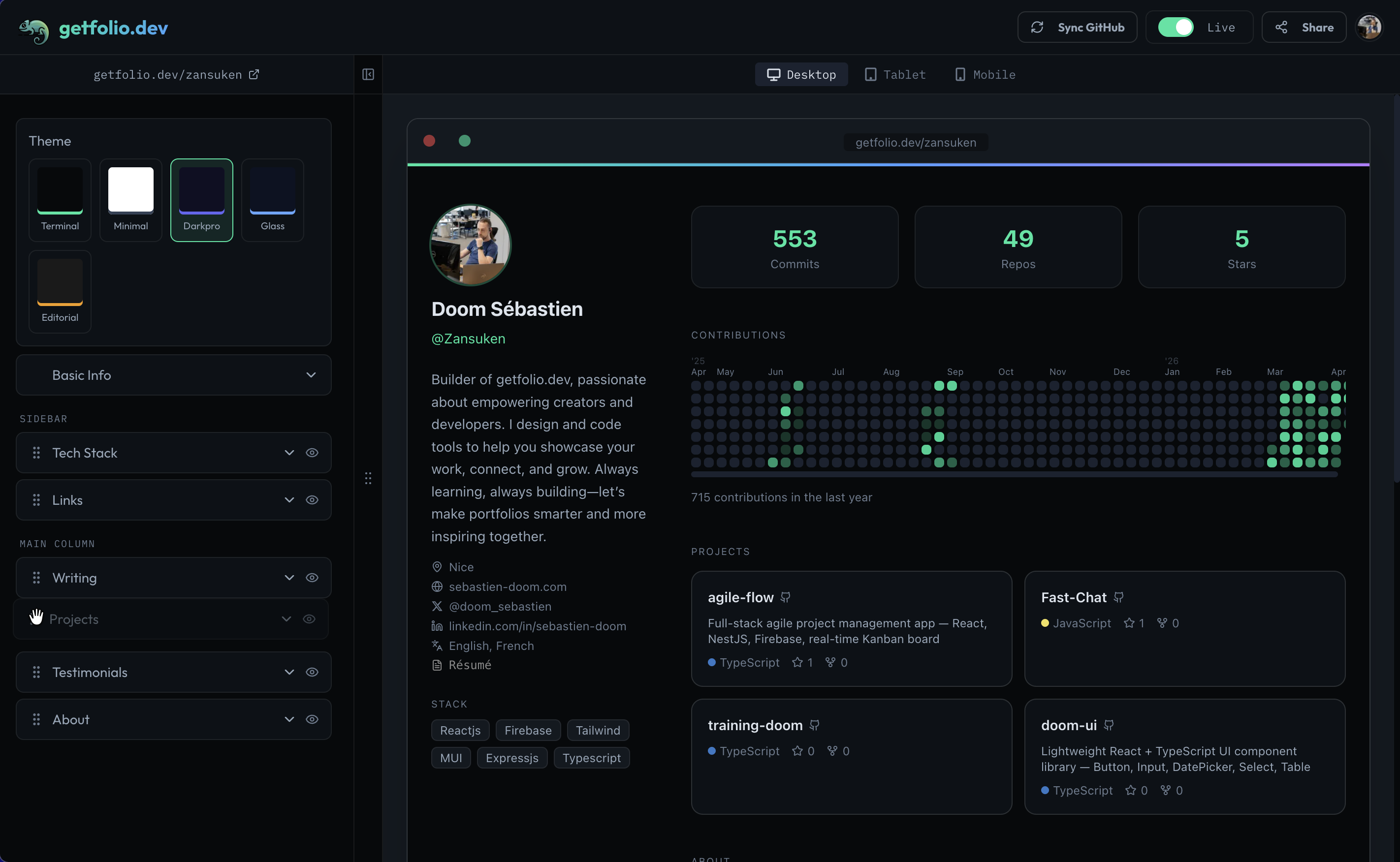 getfolio.dev gallery image