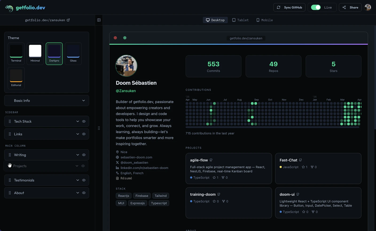 getfolio.dev screenshot 4