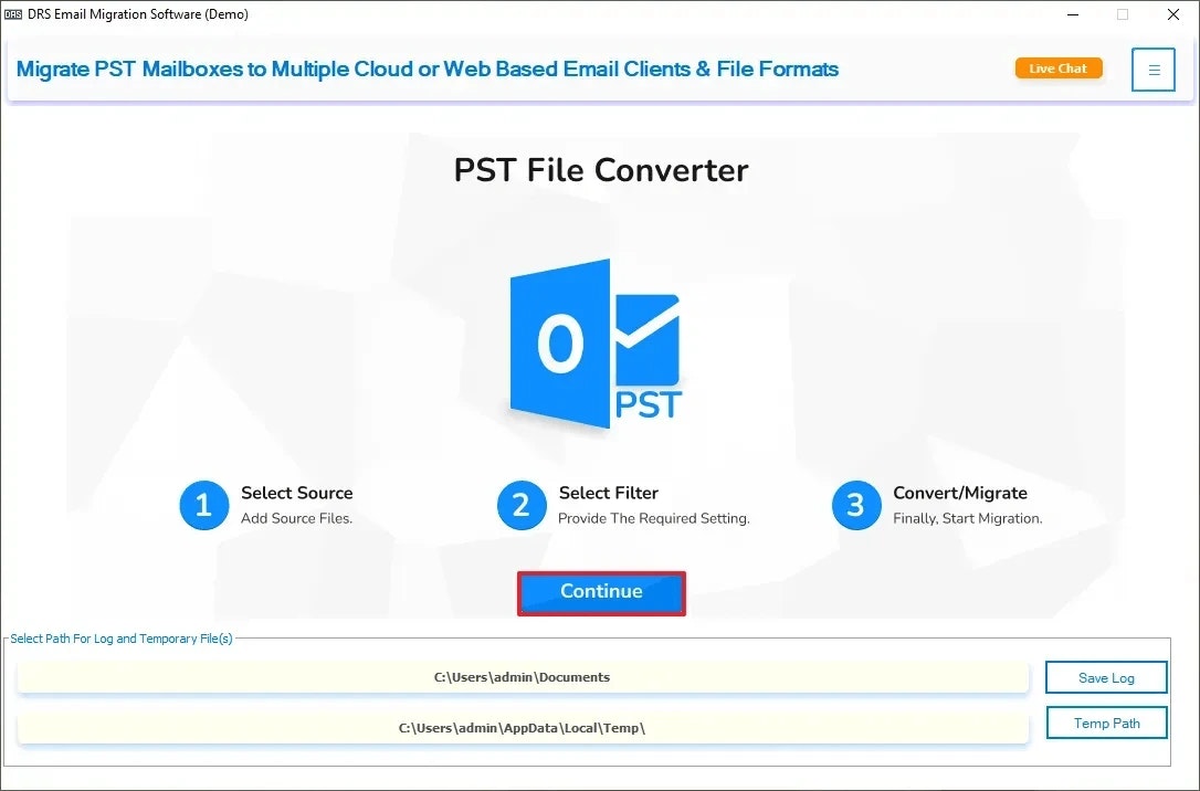 Mídia 3 de Ferramenta de migração de e -mail da Drs Softech - Solução de migração de e-mail inteligente, segura e sem complicações