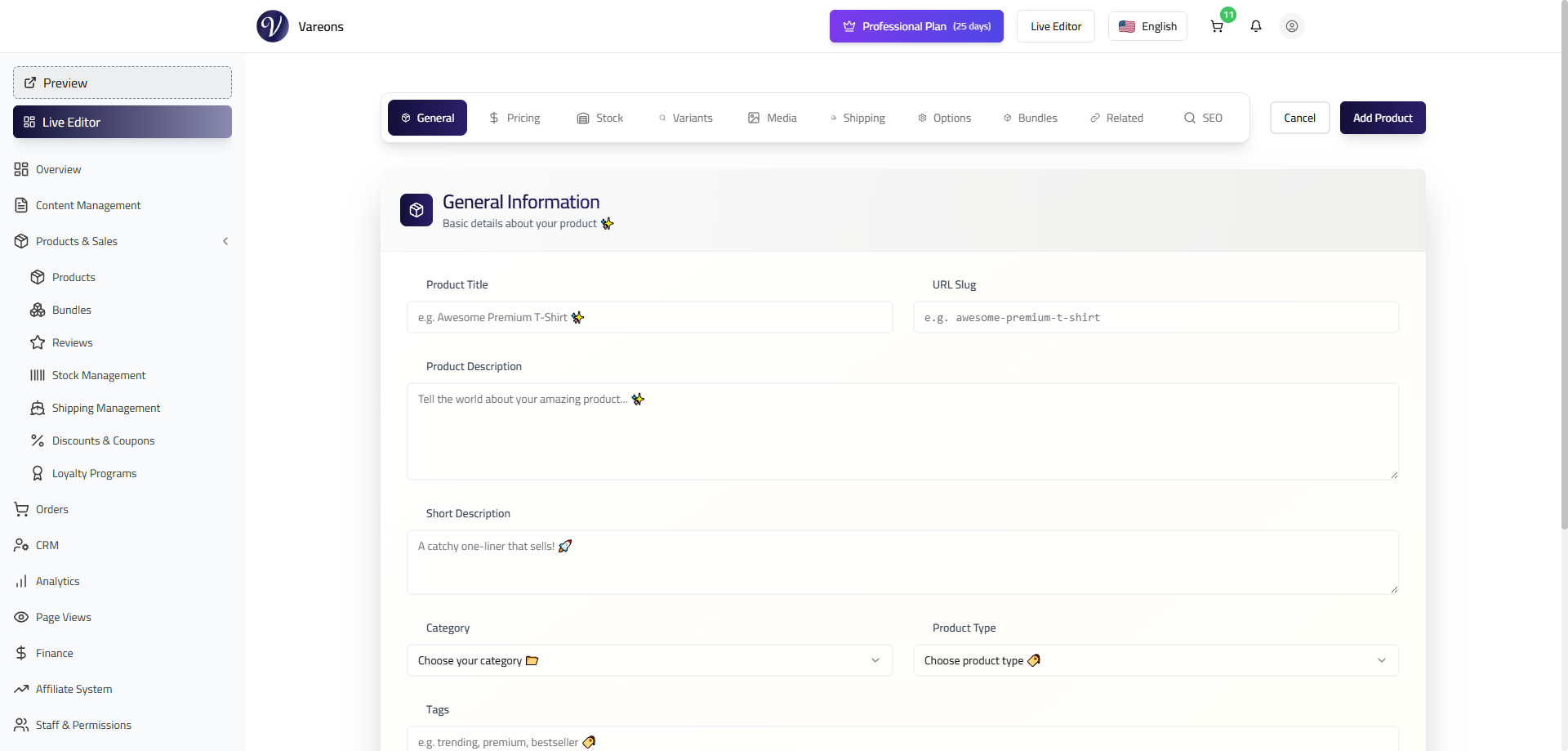 Vareons - Screenshot 3 showing product features and functionality