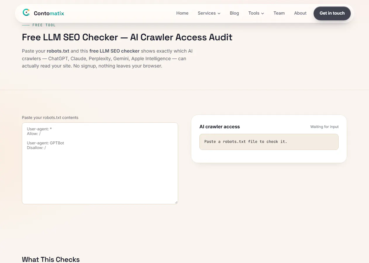 Contomatix LLM SEO Checker gallery image