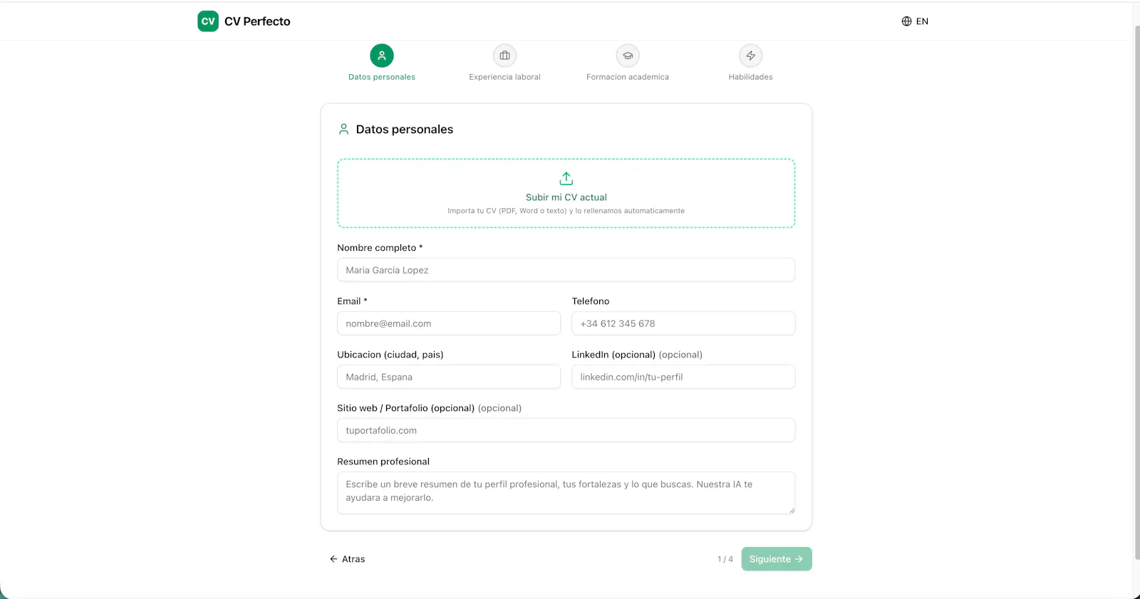 CV Perfecto screenshot 2