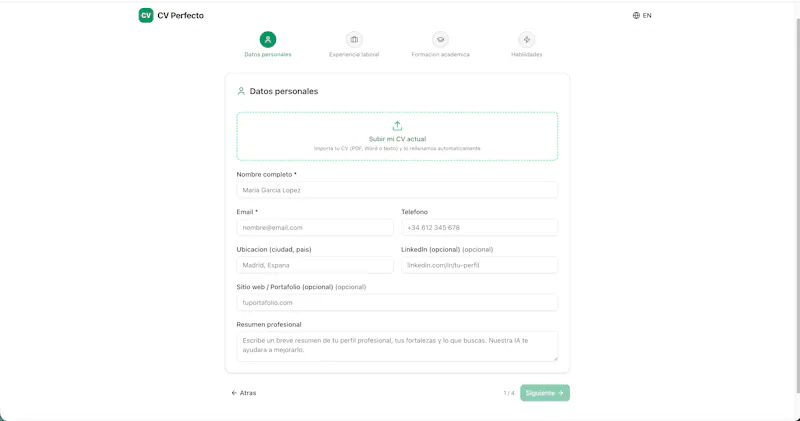 CV Perfecto screenshot 2