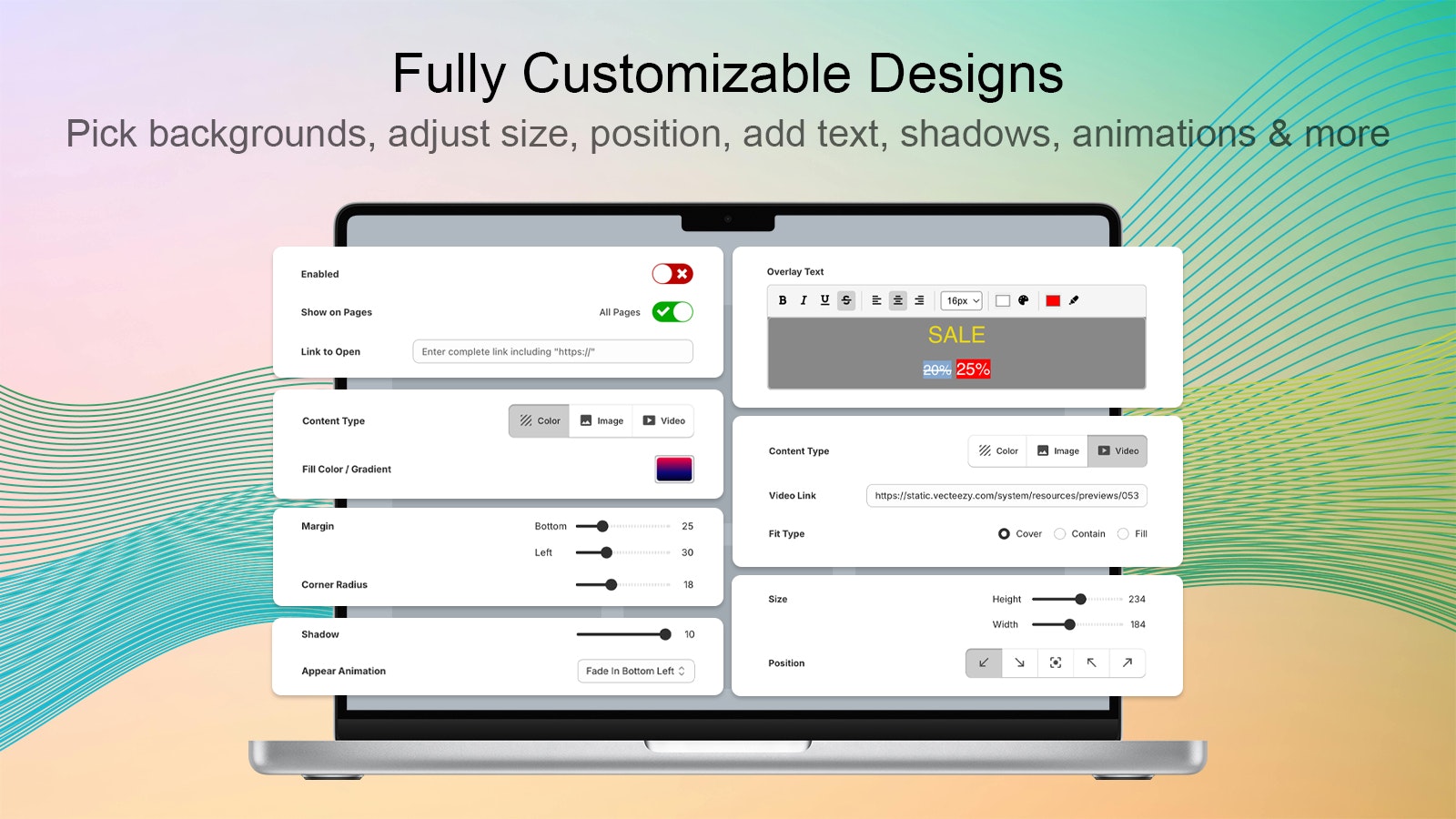 Shopify için PIP duyuru açılır pencereleri - Teklifler, Videolar ve Duyurular İçin Resim İçinde Popups medya 2