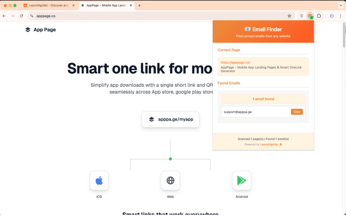 Email Finder - Screenshot 2 showing product features and functionality