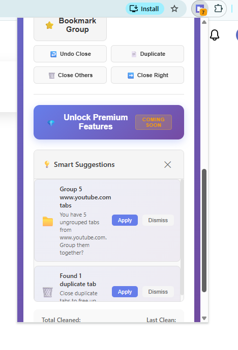 TabForge – Smart Tab Manager for Chrome - Screenshot 2 showing product features and functionality