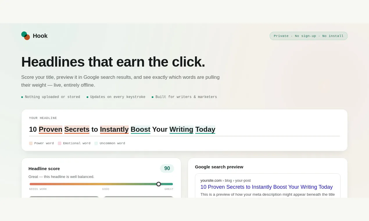 Hook — Headline & Title Analyzer gallery image