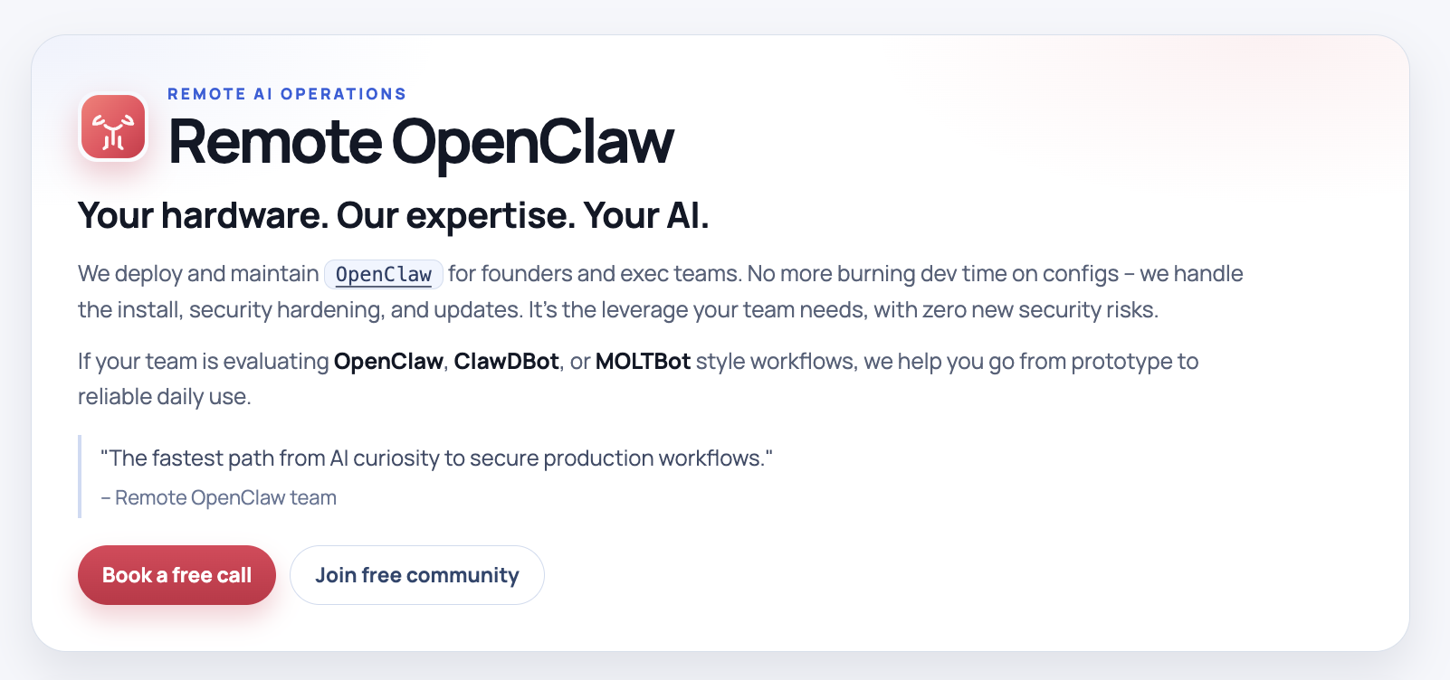 Remote OpenClaw - Screenshot 3 showing product features and functionality