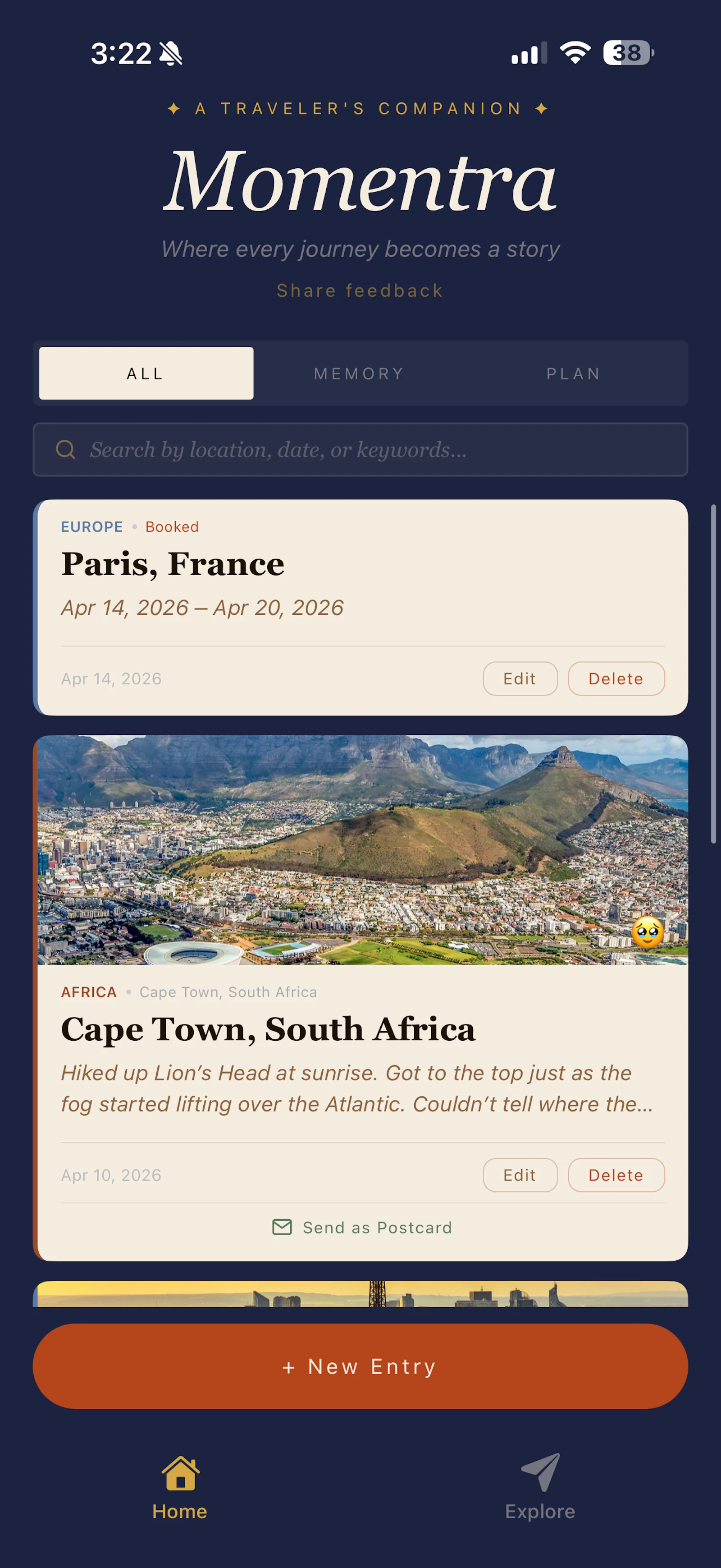 Momentra: AI Travel Journal screenshot 1