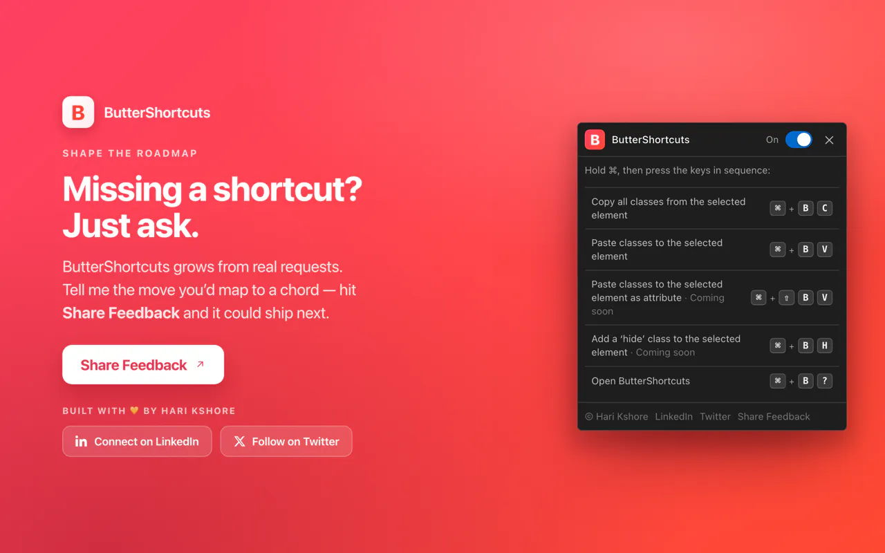 ButterShortcuts Extension for Webflow gallery image