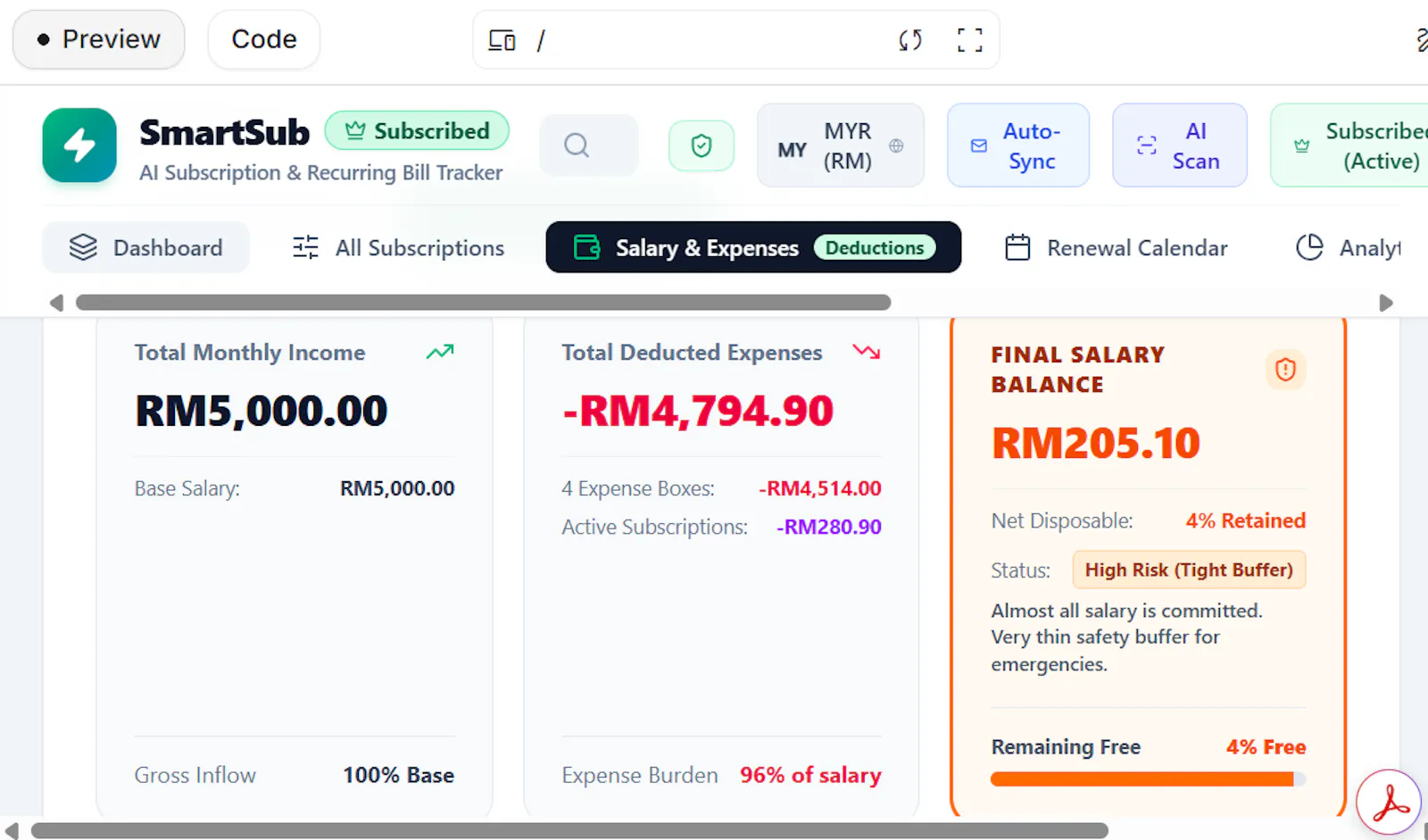 Smart Sub Tracker screenshot 1
