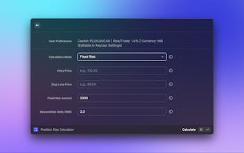 Raycast Position Size Calculator gallery image