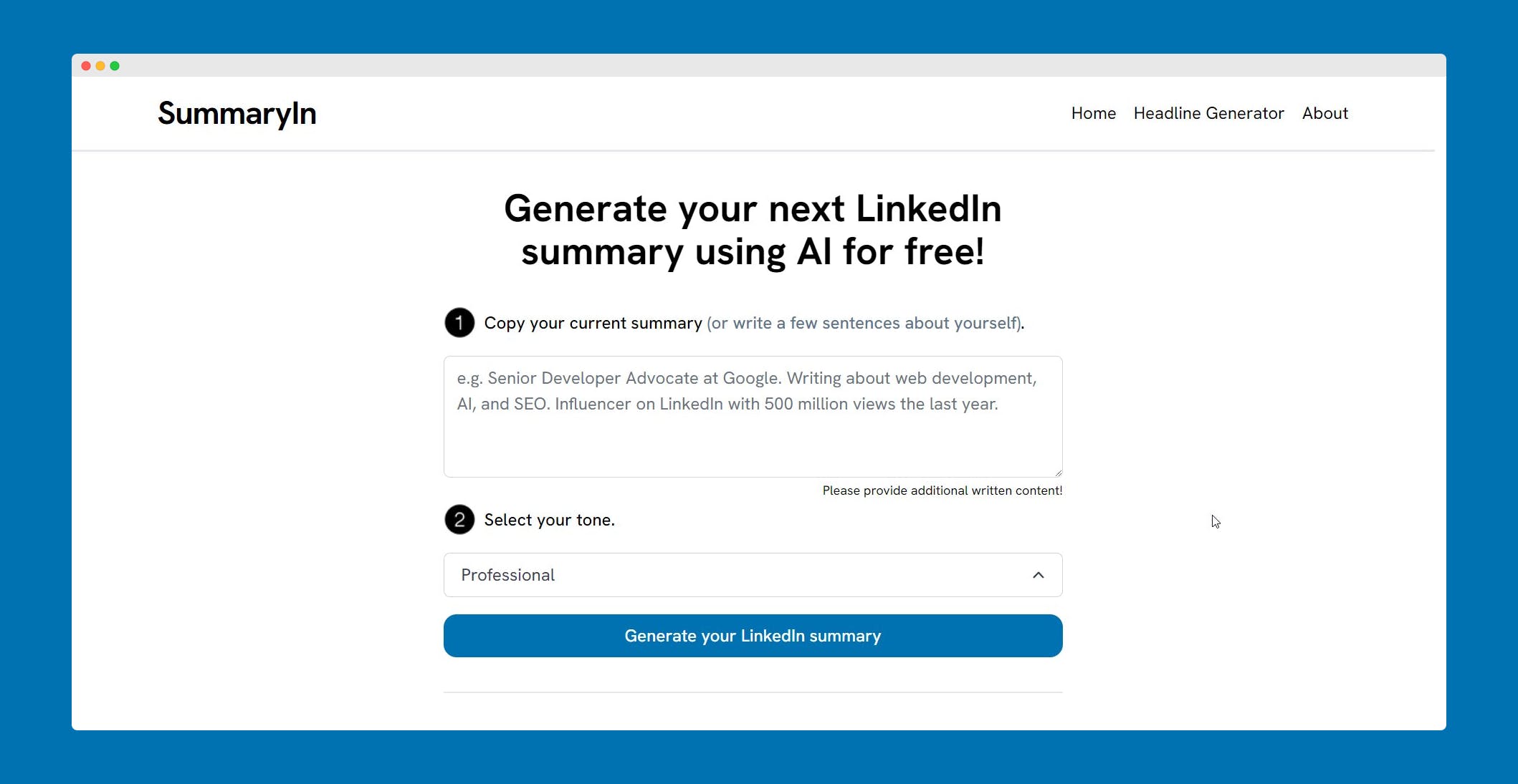 LinkedIn Summary Generator media 1