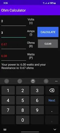 Ohm's Law Calculator app gallery image