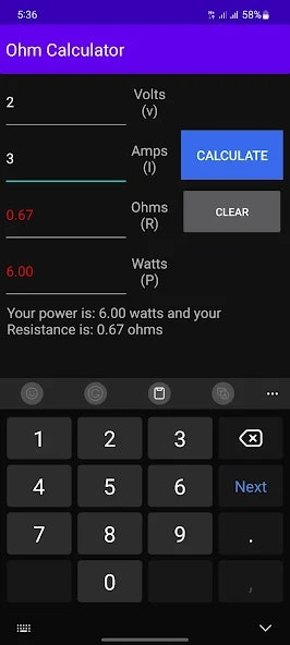 オームの法律計算機アプリ - 電圧、電流、抵抗、電力を計算しますメディア3