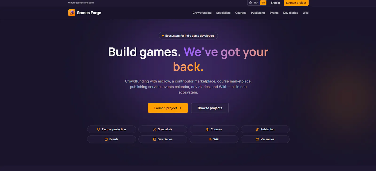 Games Forge — Ecosystem for indie game screenshot 3
