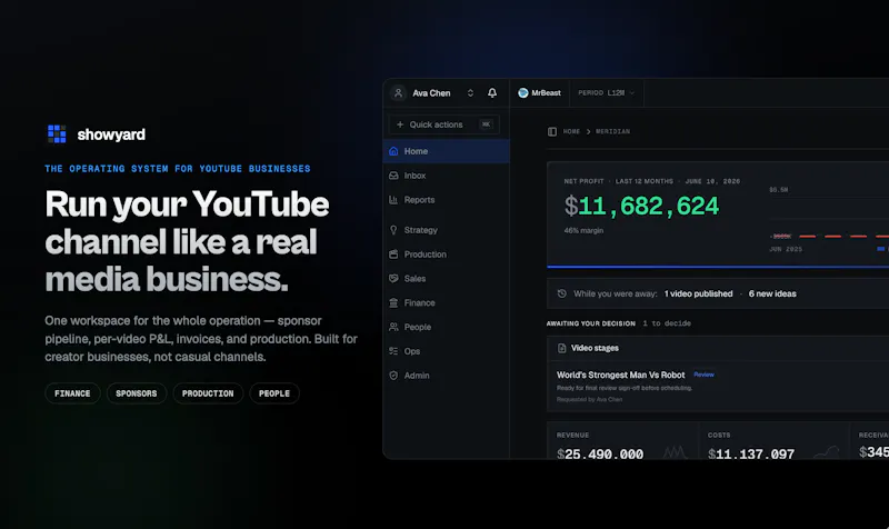 Showyard — One Workspace for YT Creators screenshot 1