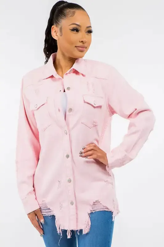 Distressed Denim Jacket -Hipomarket.shop gallery image