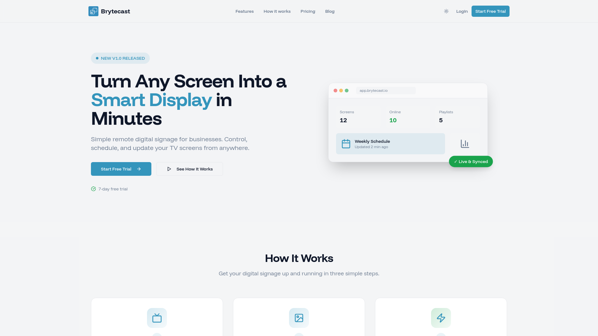Brytecast - Digital Signage - Main product screenshot demonstrating key features and user interface