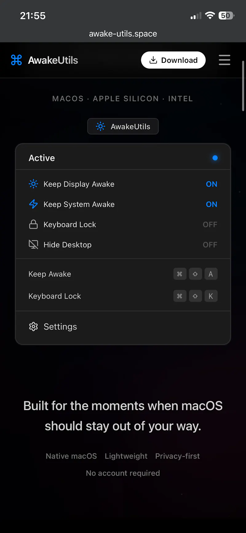 AwakeUtils App screenshot 1