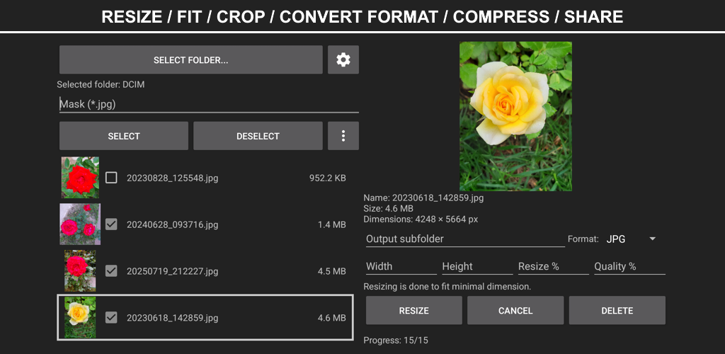 Offline Batch Photo Resizer for Android gallery image