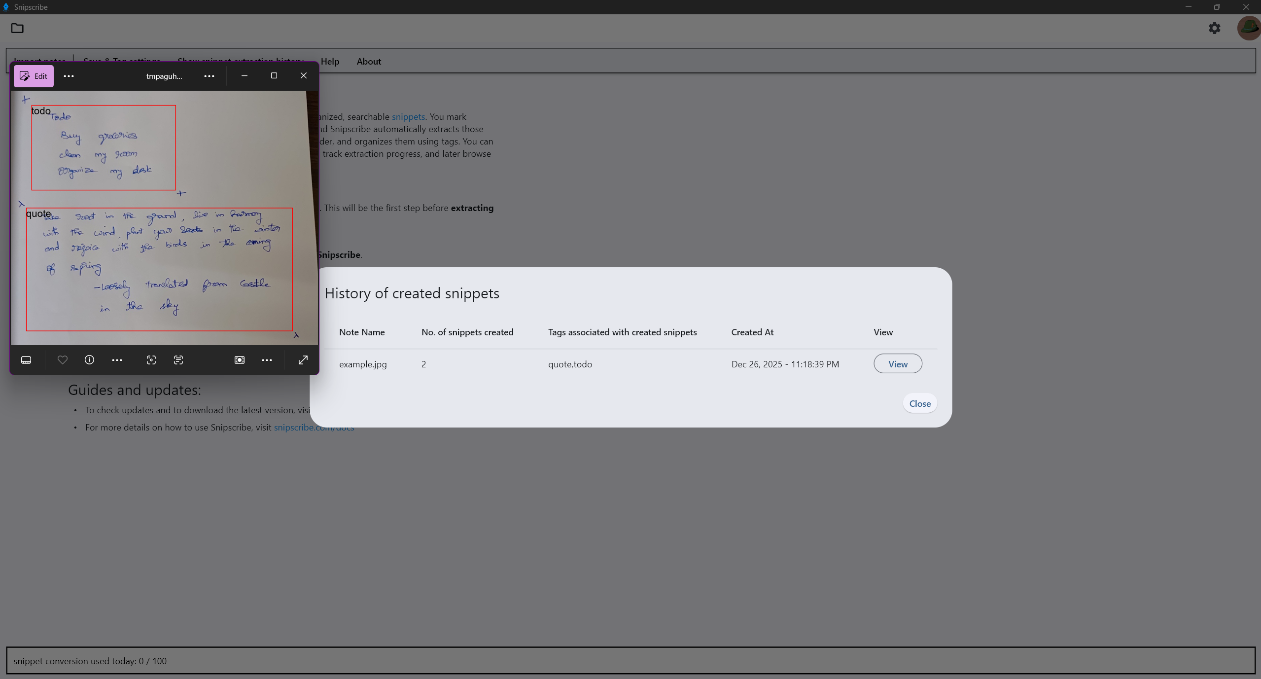 Snipscribe - Screenshot 3 showing product features and functionality