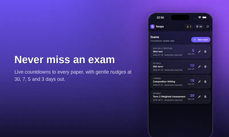 Tempo: Study Planner screenshot 3