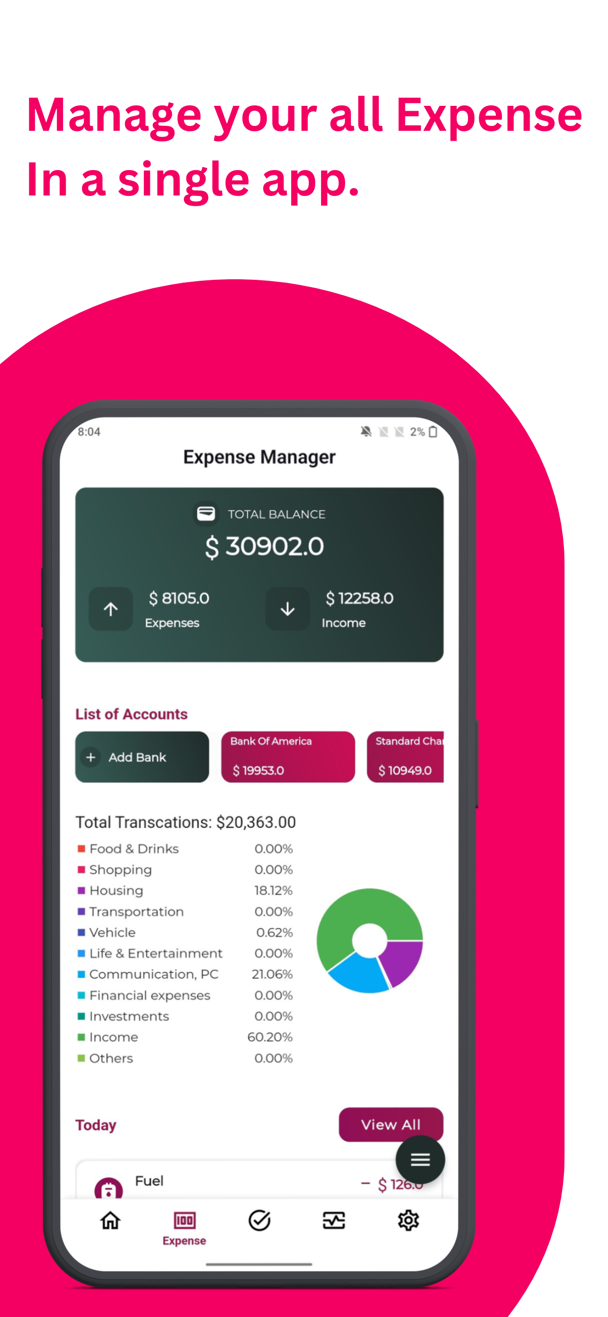 Mídia 6 de Fitfinphy: despesa de saúde e planejador