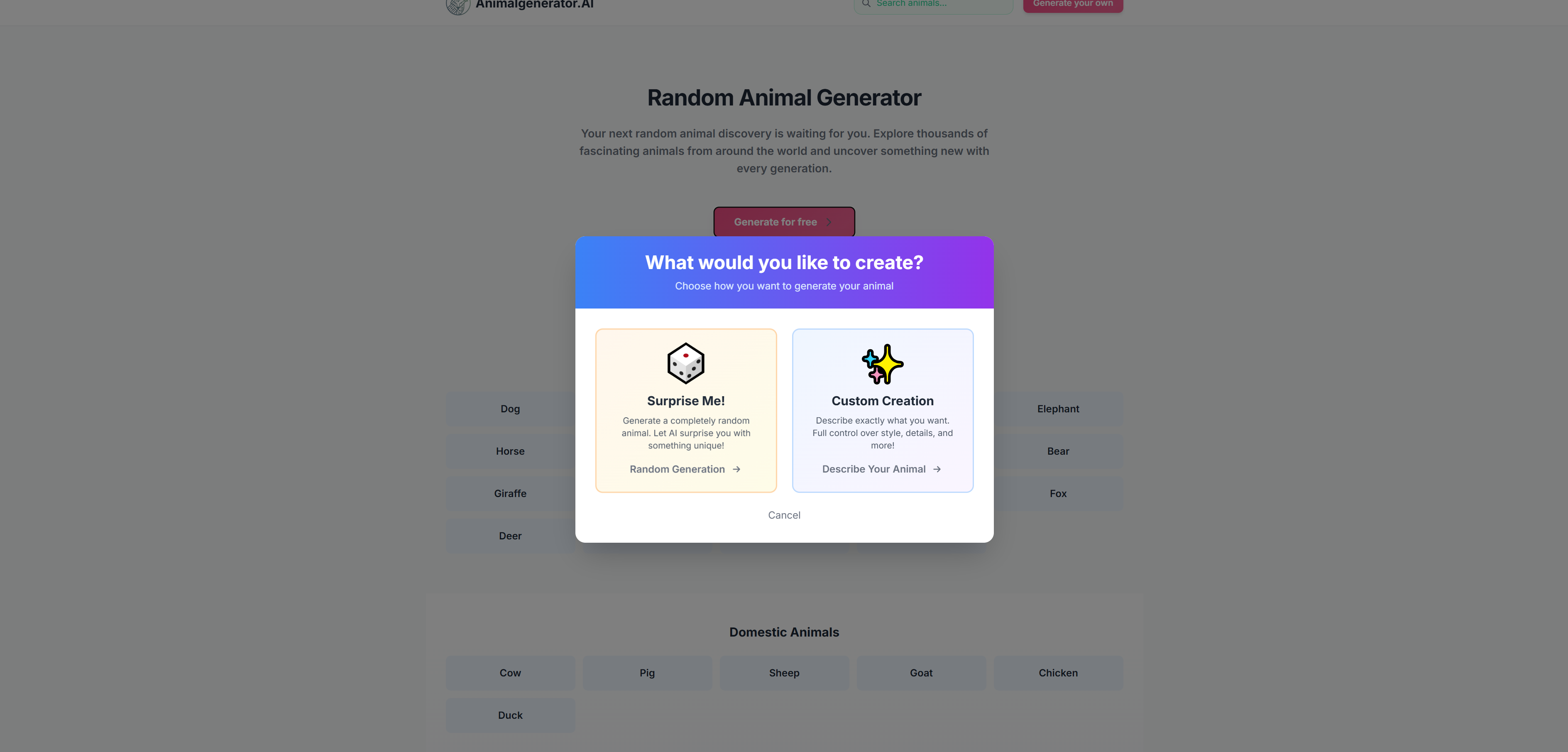 RandomAnimalGenerator.ai gallery image