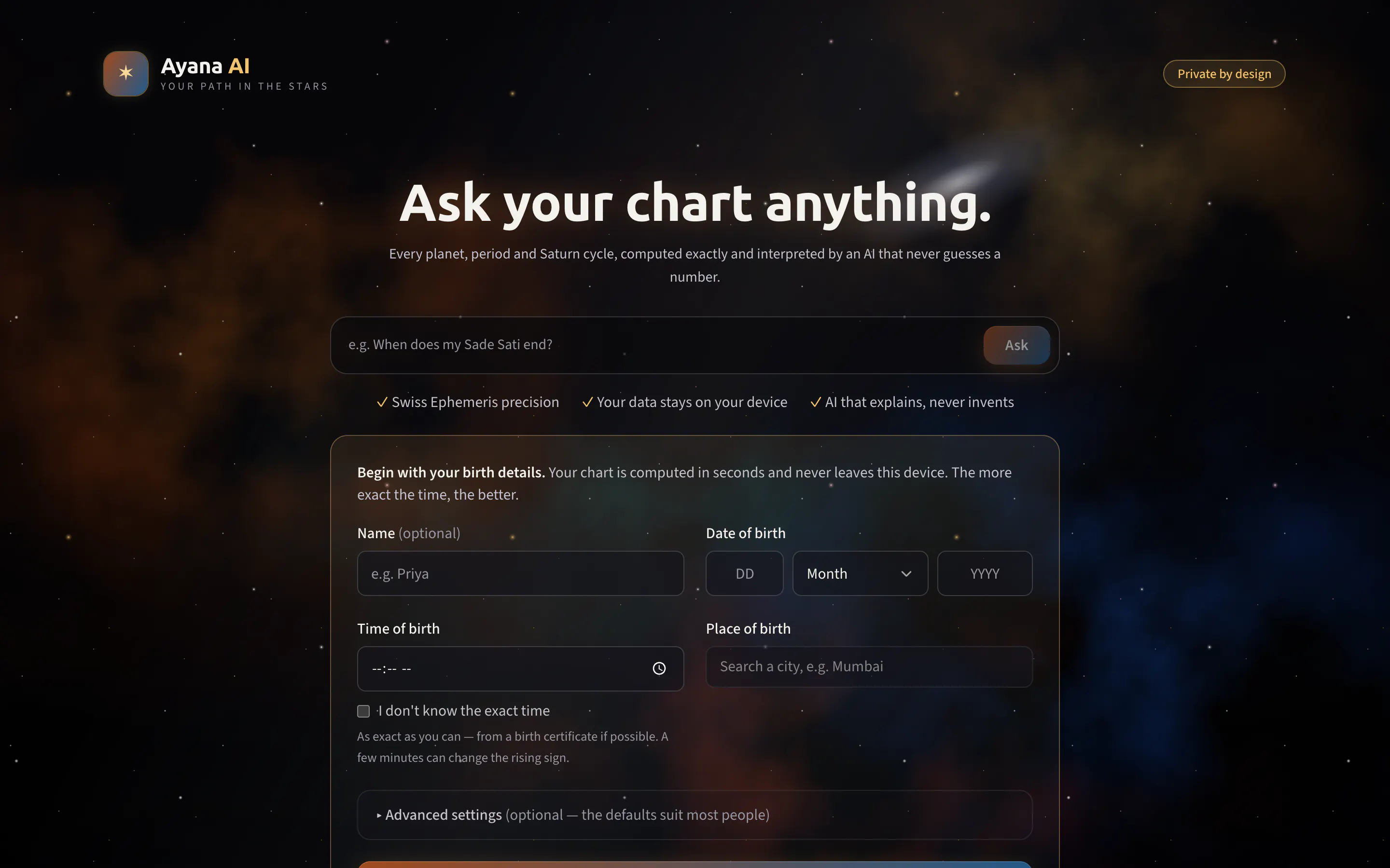 Ayana: Precise Vedic astrology + AI gallery image