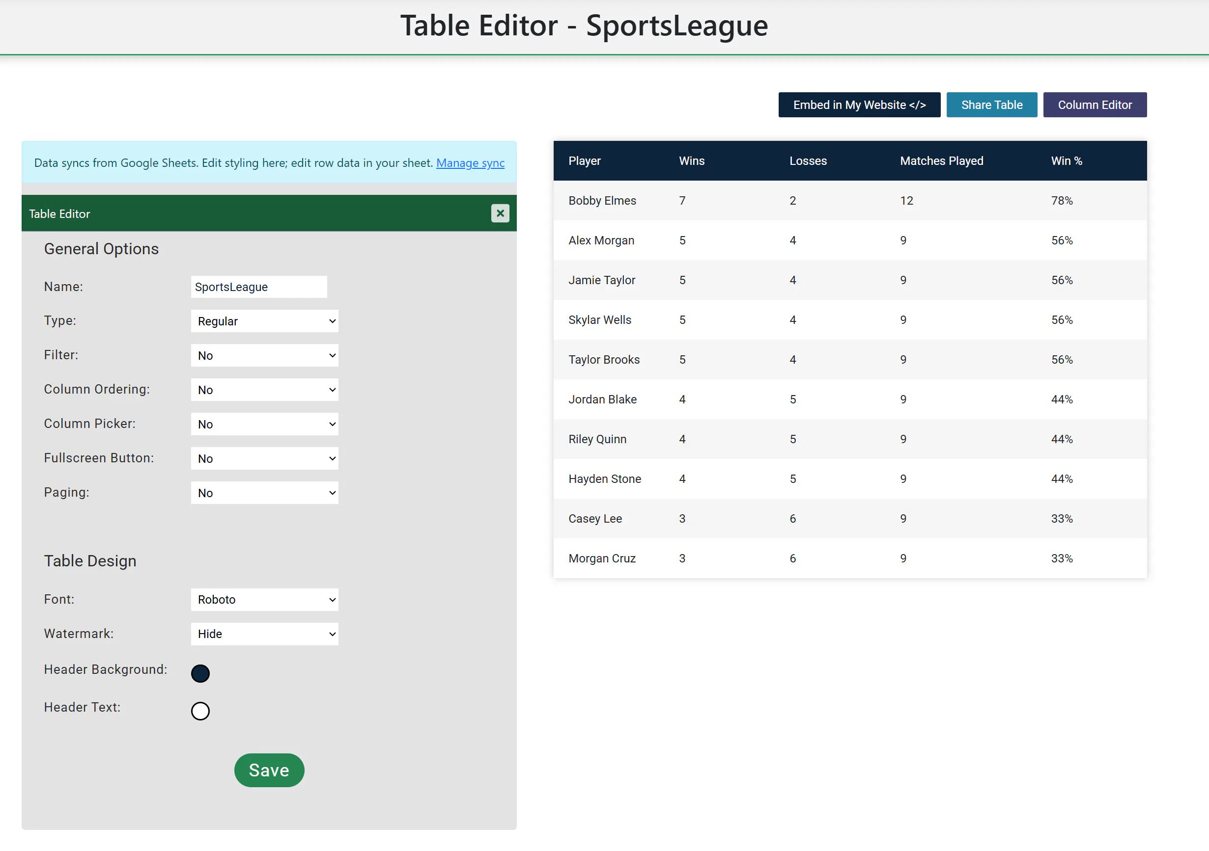 HTML Table Maker 2.0 gallery image