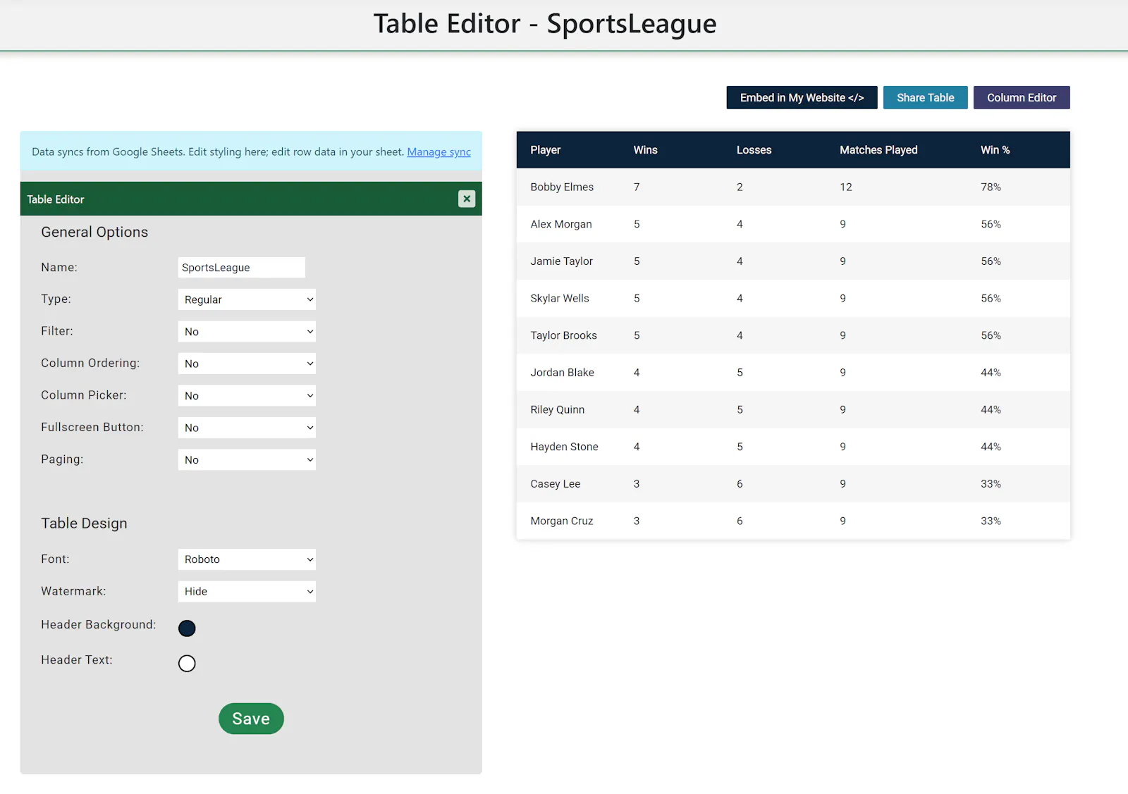 HTML Table Maker 2.0 screenshot 3