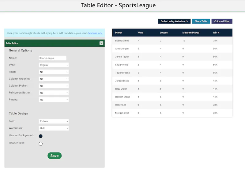 HTML Table Maker 2.0 screenshot 3