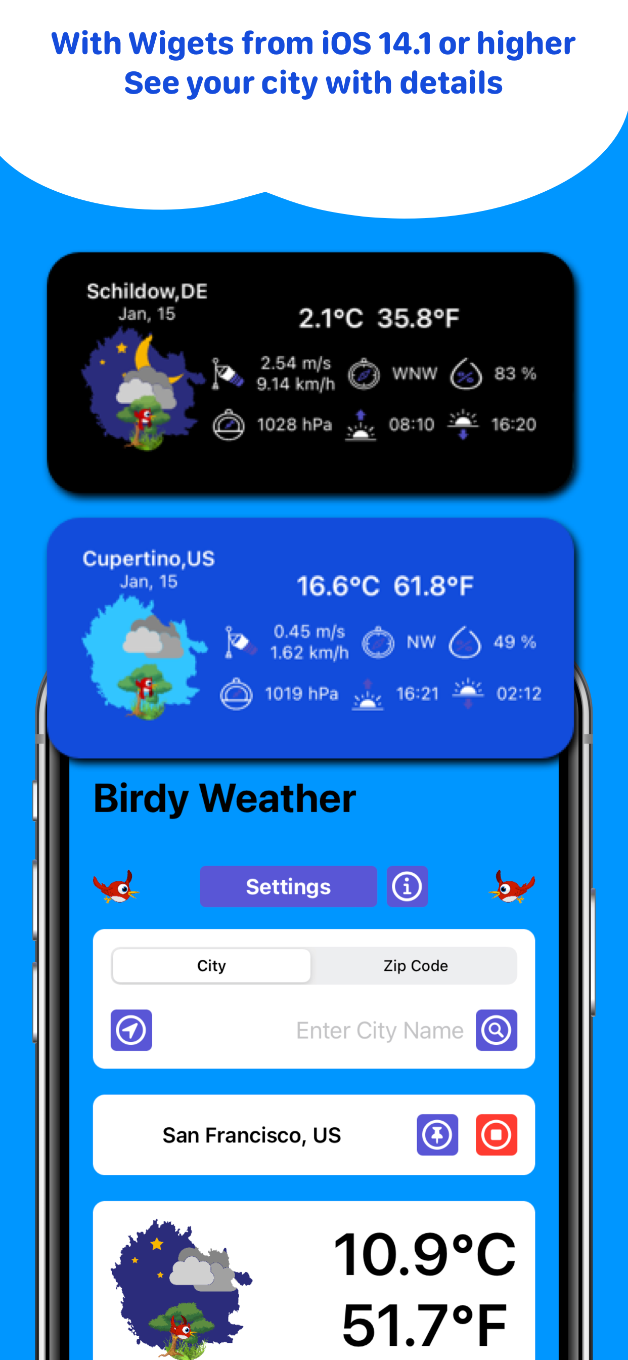 สภาพอากาศแบบเบอร์ดี้ - Apple, แอพ, สภาพอากาศ, เสียง, iOS, macOS, iPados media 1