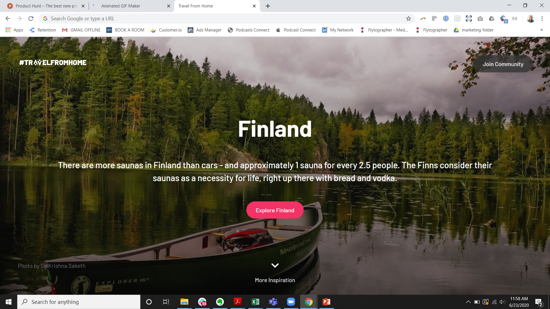 Travel From Home "new tab" extension gallery image