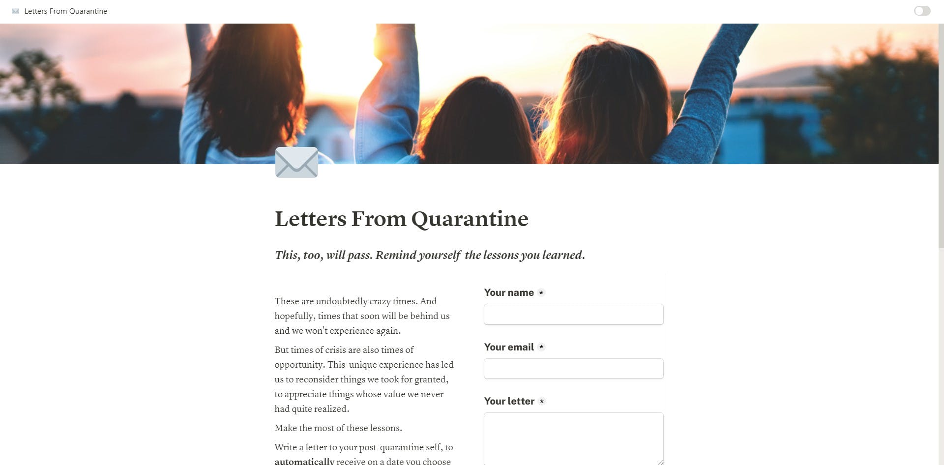 Letters From Quarantine media 1