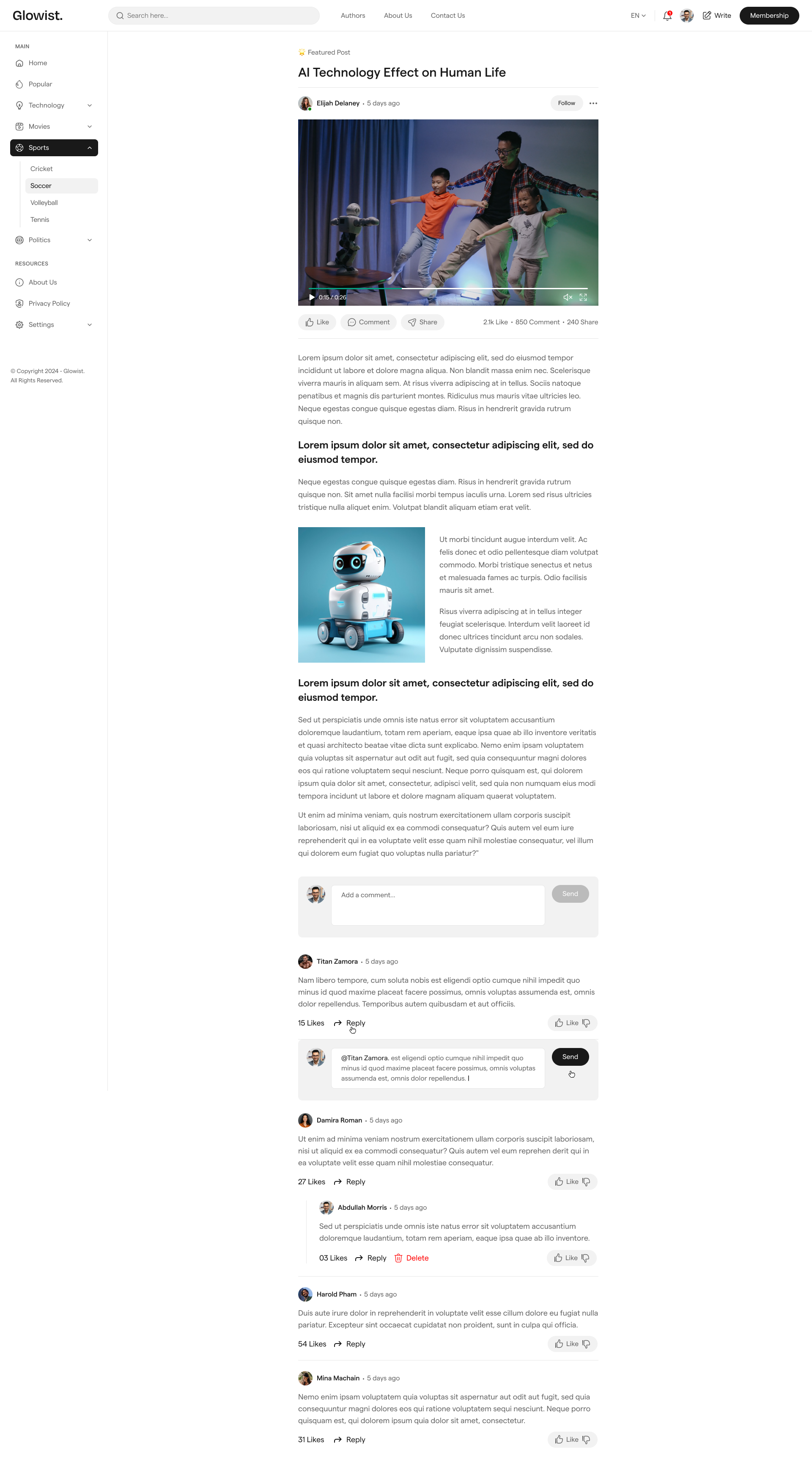 GLOWIS: Templat laman web blog html media 25