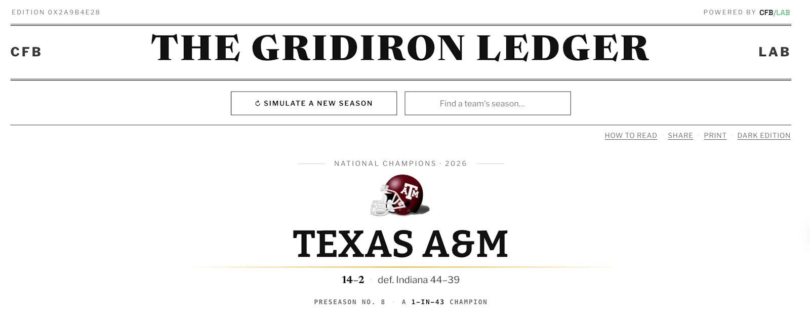CFB Lab - sim '26 football season screenshot 1