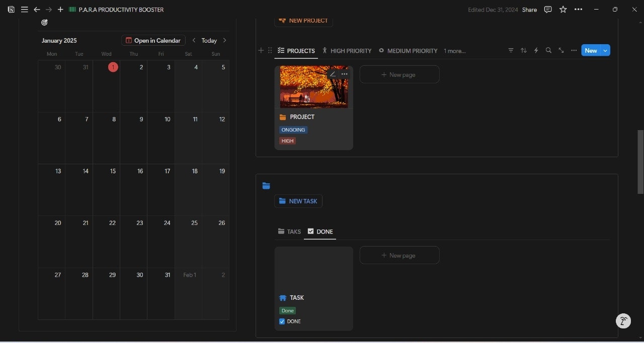 P.A.R.A productivity dashboard  gallery image